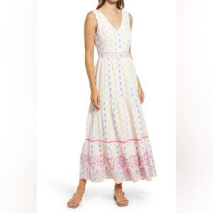 Lilly Pulitzer White Charleen Polka Dot Sleeveless Maxi Dress